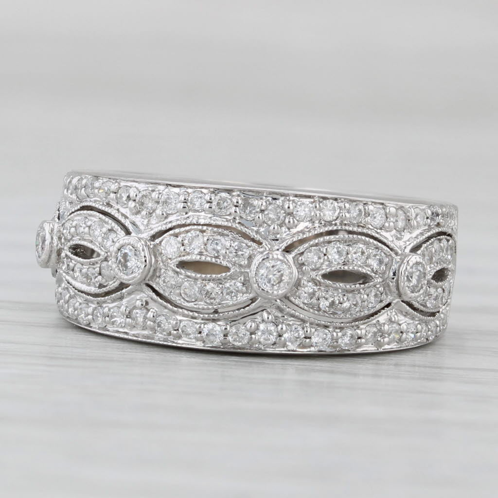 Light Gray 0.45ctw Open Work Diamond Ring 14k White Gold Size 5