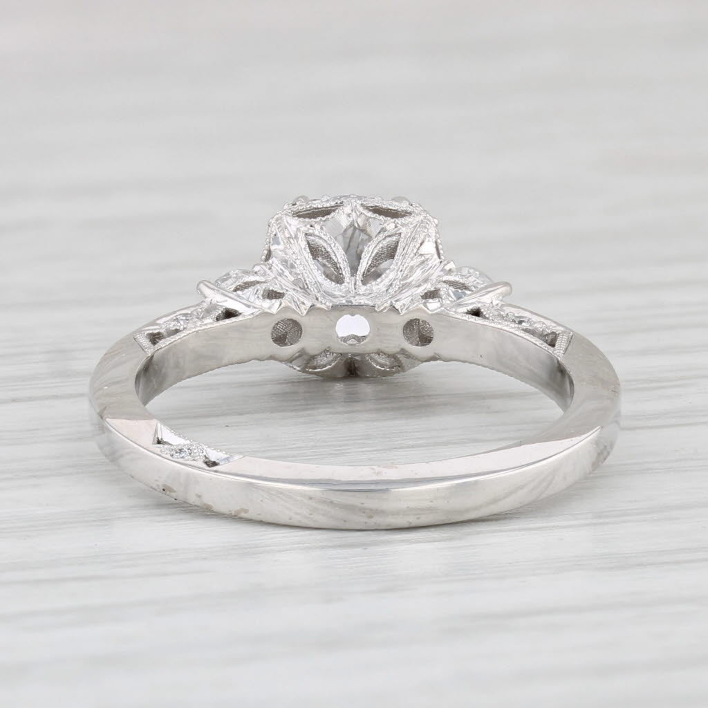 Light Gray New Semi Mount Engagement Ring Diamond Halo 18k Gold Certificate Sz 6.5 Tacori