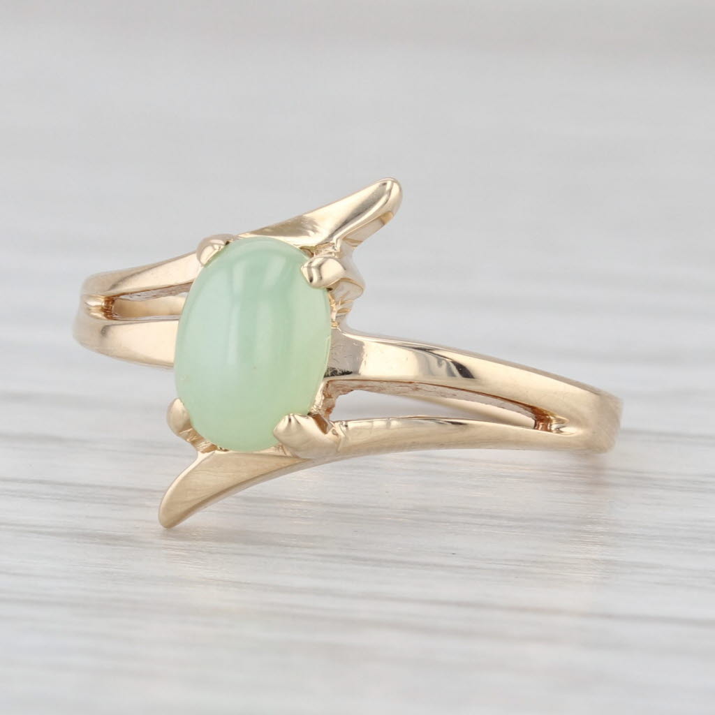 Linde Lab Created Mint Green Star Sapphire 10k Yellow Gold Bypass Size 6