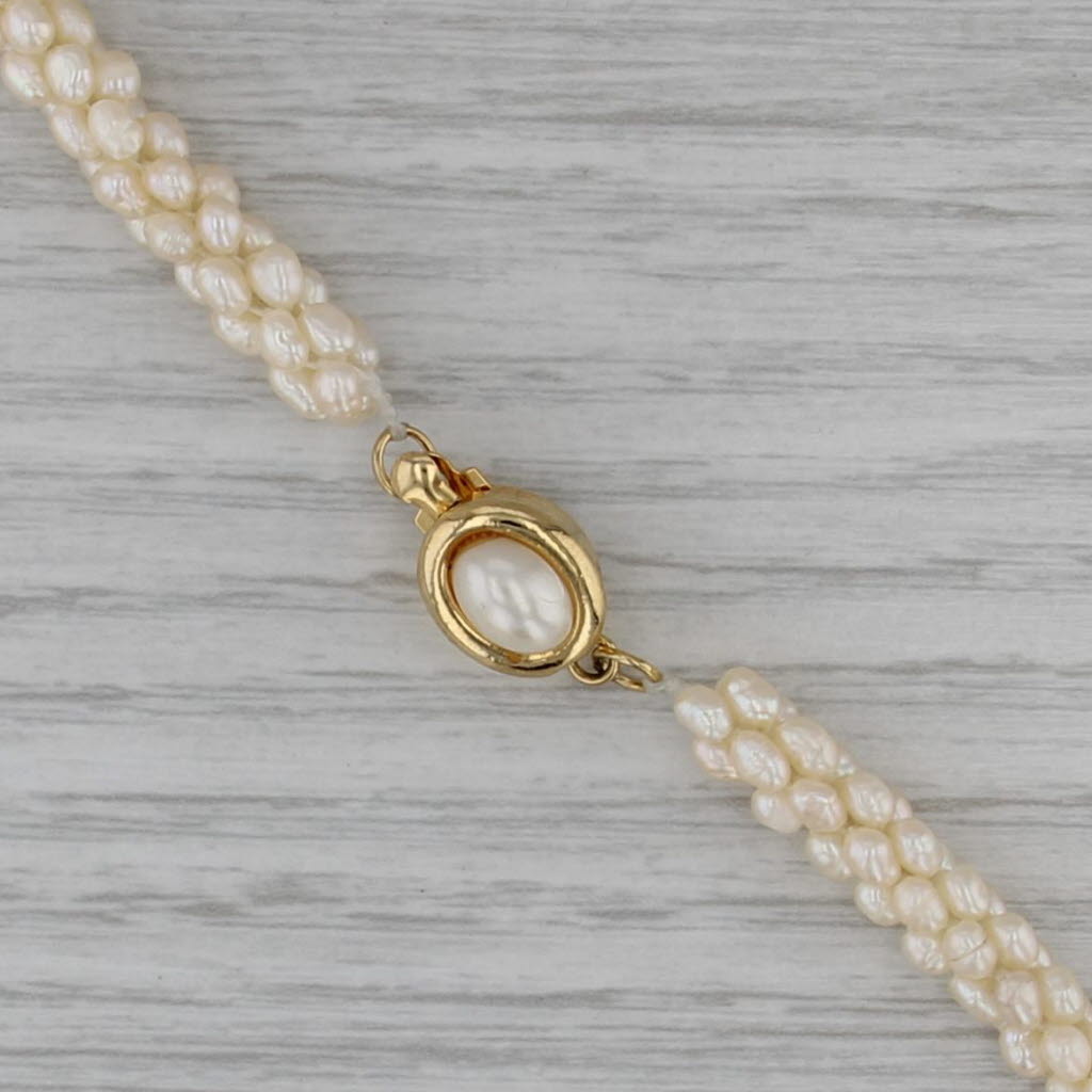 17.75" Cultured & Imitation Pearl Necklace Cluster Popcorn Strand Copper Clasp