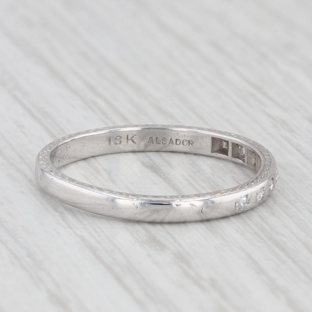 Light Gray 0.10ctw Diamond Wedding Band 18k Gold Size 7.75 Stackable Ring Art Deco 1920s