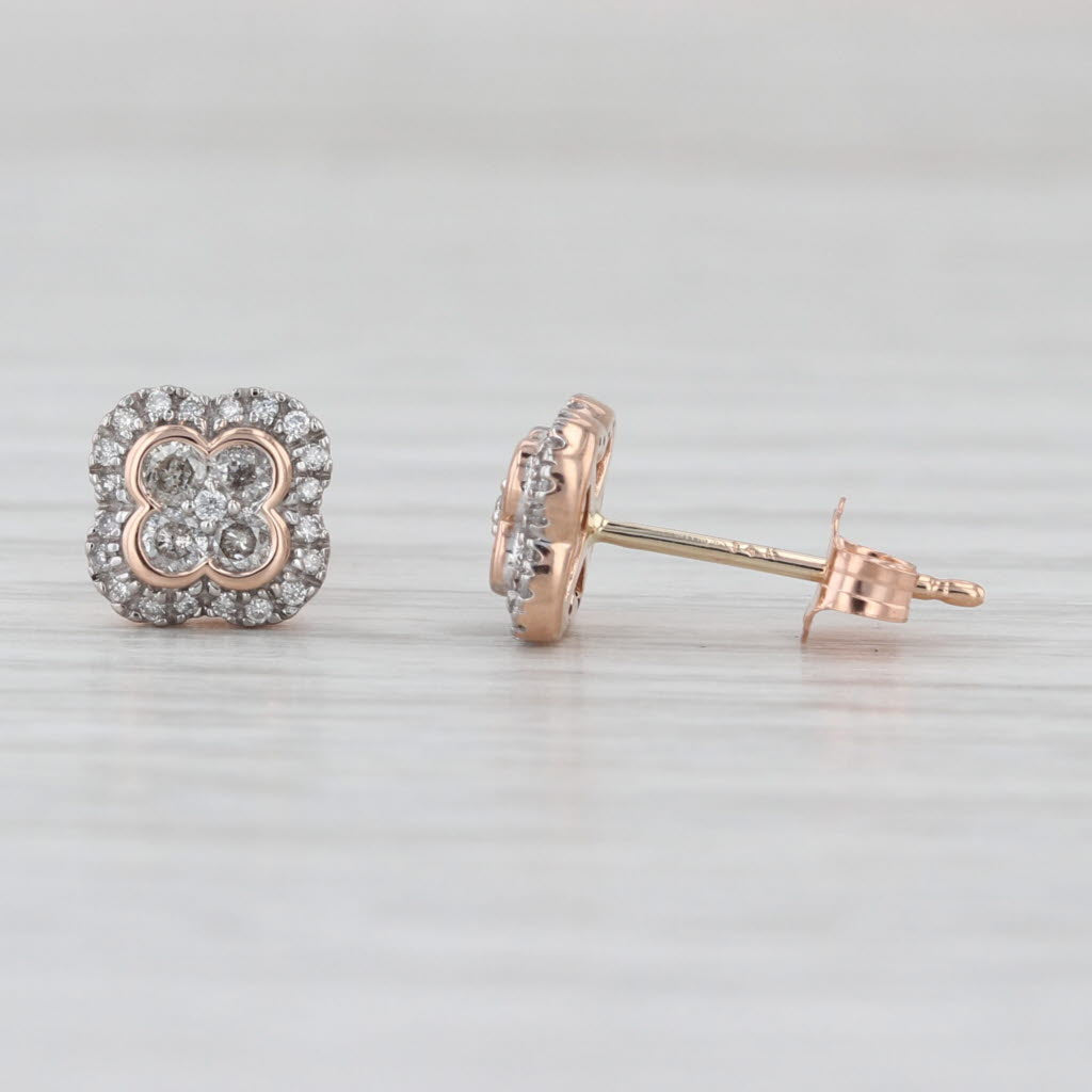 0.28ctw Diamond Halo Stud Earrings 14k Rose Gold Studs
