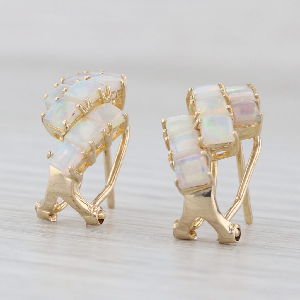 Opal Drop Earrings 14k Yellow Gold Pierced Omega Backs