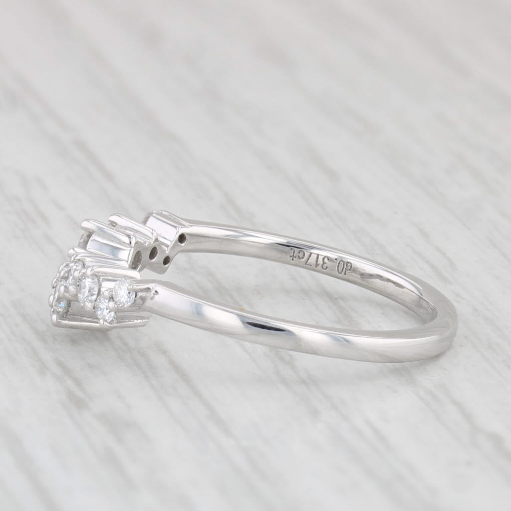 Light Gray New Lab Created Diamond Ring Guard 14k White Gold Sz 6.25 Contoured Wedding Band