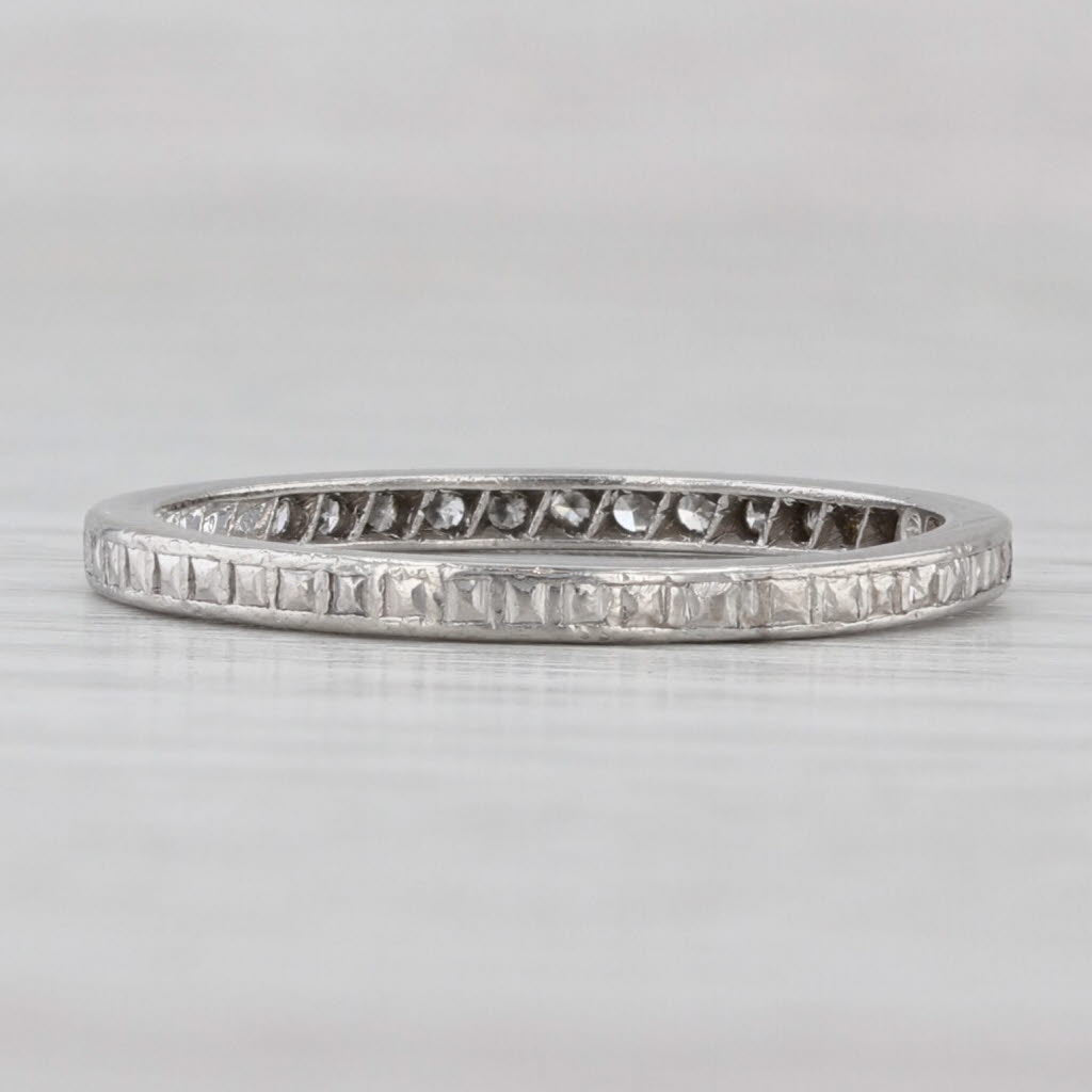 Art Deco Traub 0.15ctw Diamond Wedding Band Platinum Size 8 Stackable Ring