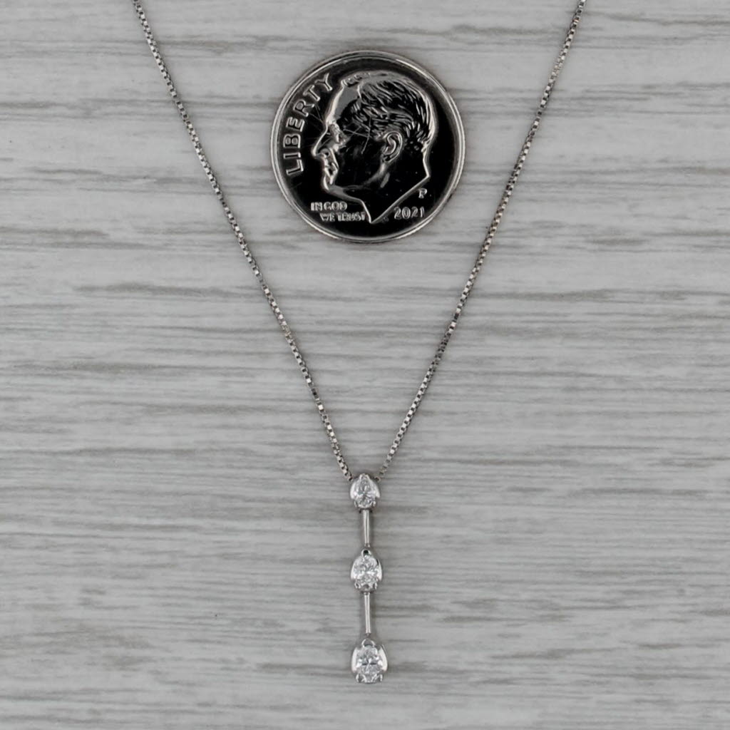 0.21ctw Diamond 3-Stone Journey Pendant Necklace 14k White Gold 19" Box Chain