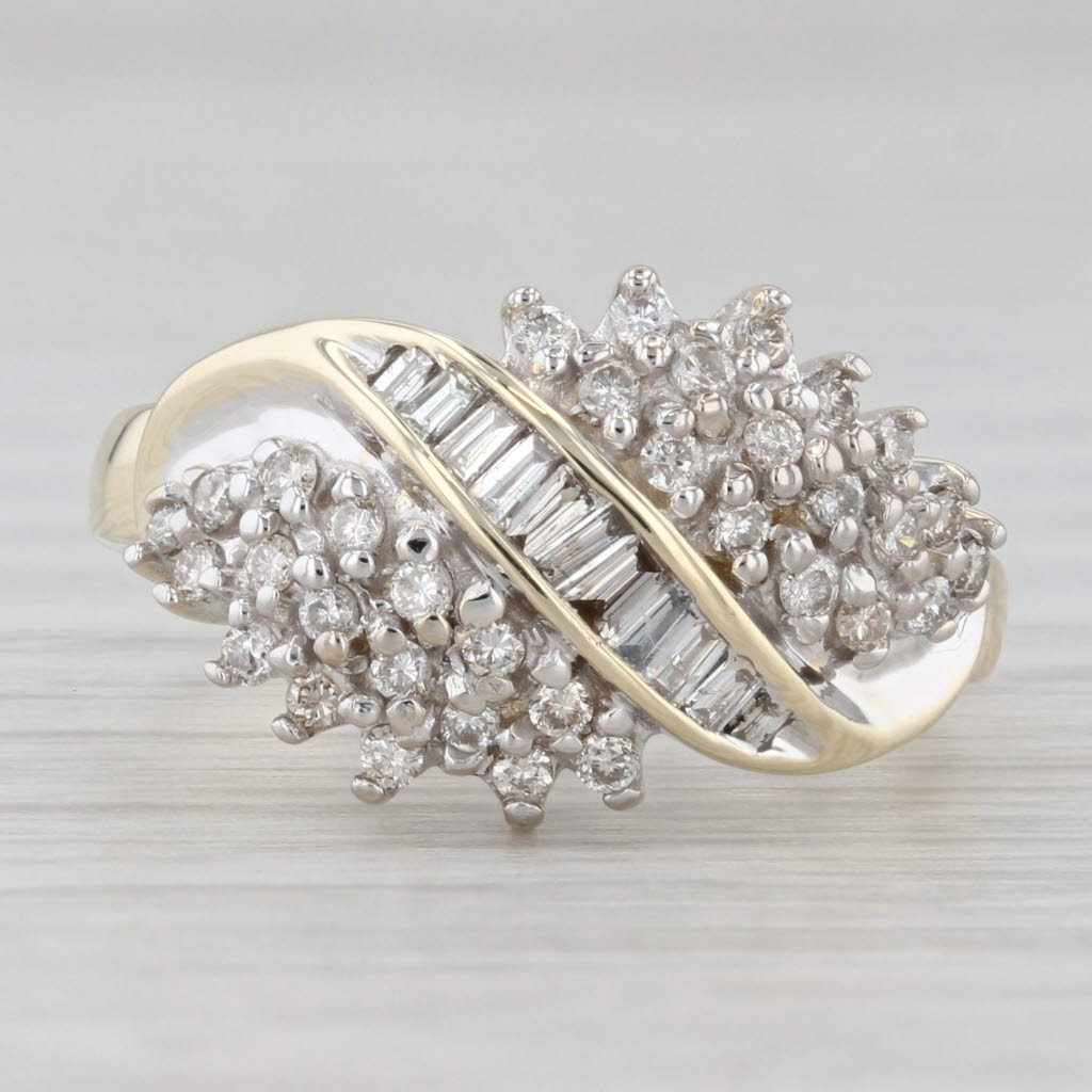 Gray 0.34ctw Diamond Cluster Ring 10k Yellow Gold Size 7 Cocktail
