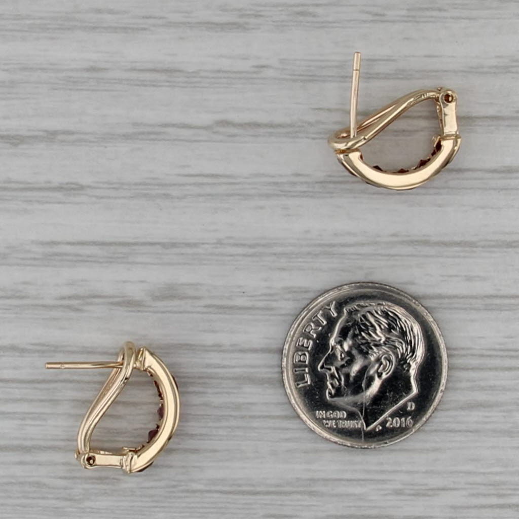 2ctw Garnet Half Hoop Drop Earrings 14k Yellow Gold Omega Backs