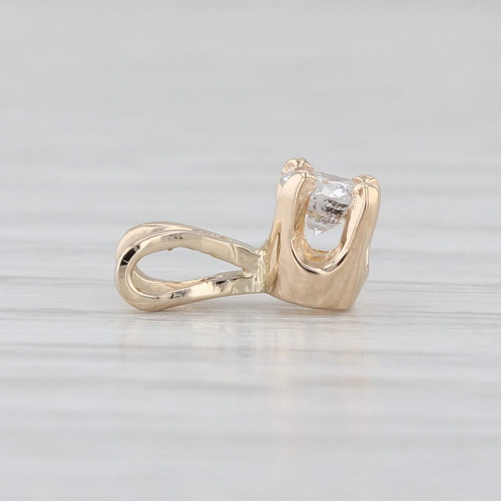 0.14ct Round Diamond Solitaire Pendant 14k Yellow Gold Small Drop