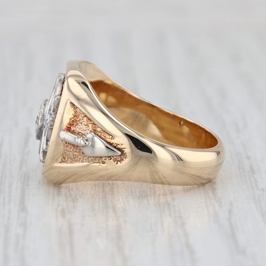 Vintage Diamond Masonic Square Compass Ring 14k Gold Size 9.75 Blue Lodge