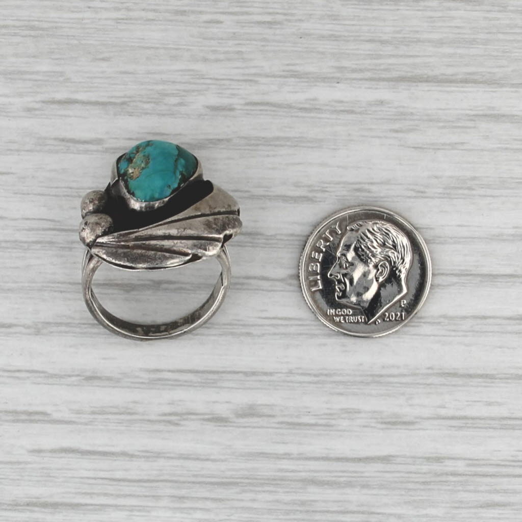 Vintage Native American Turquoise Ring Sterling Silver Size 6.5 Statement