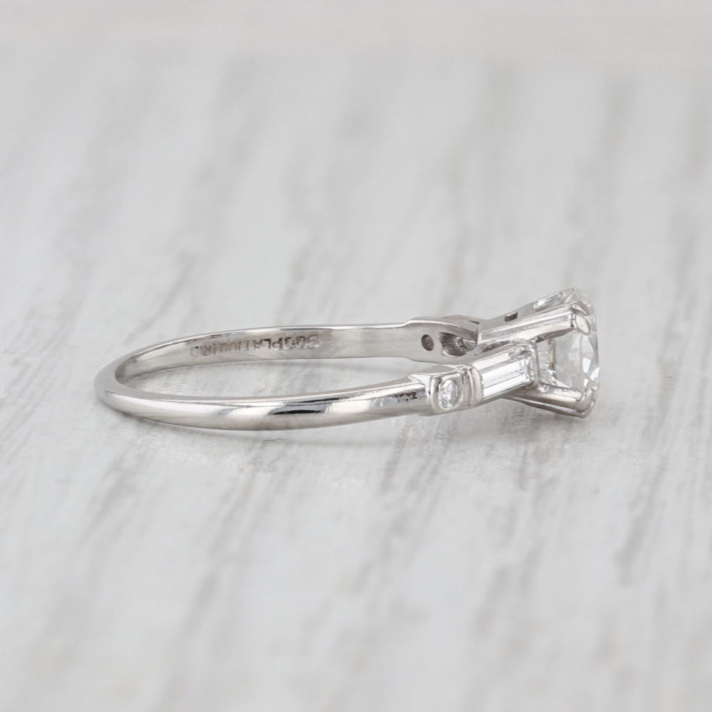 Vintage 0.88ctw VS2 Transitional Round Diamond Engagement Ring Platinum Sz 6.25
