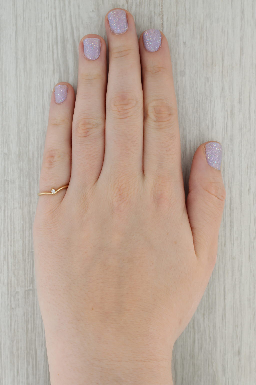 Dark Gray Solitaire Diamond Contoured Stackable Ring 14k Yellow Gold Size 6