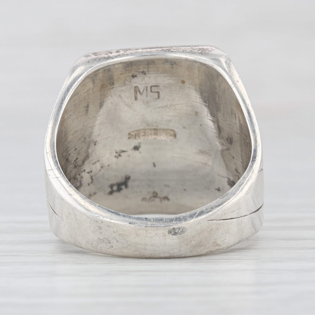 Kokopelli Large Signet Ring Sterling Silver Mitchel Sockyma Native American