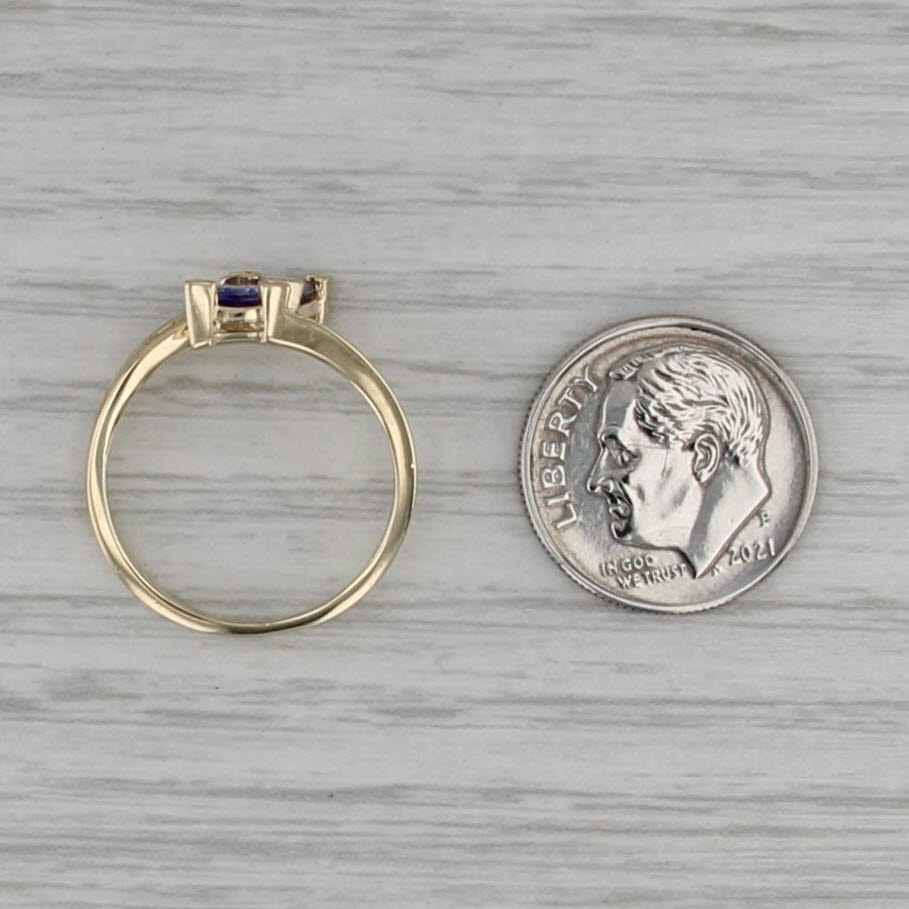 0.64ctw Tanzanite Diamond Bypass Ring 14k Yellow Gold Size 6.5