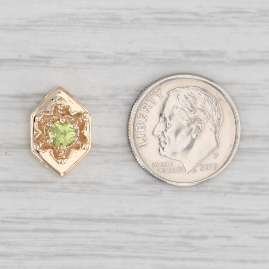 Light Gray Vintage 0.30ct Peridot Flower Slide Charm 14k Yellow Gold Floral Jewelry