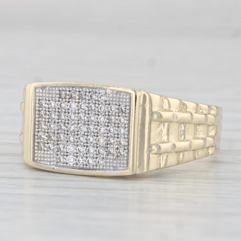 Light Gray 0.25ctw Cubic Zirconia Ring 10k Yellow Gold Size 10 Men's