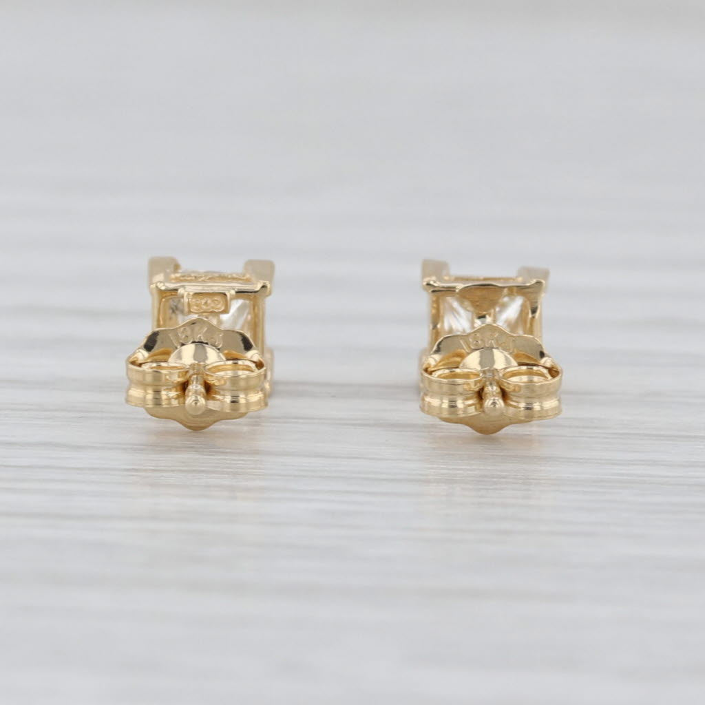 0.52ctw Diamond Princess Stud Earrings 14k Yellow Gold Solitaire Studs