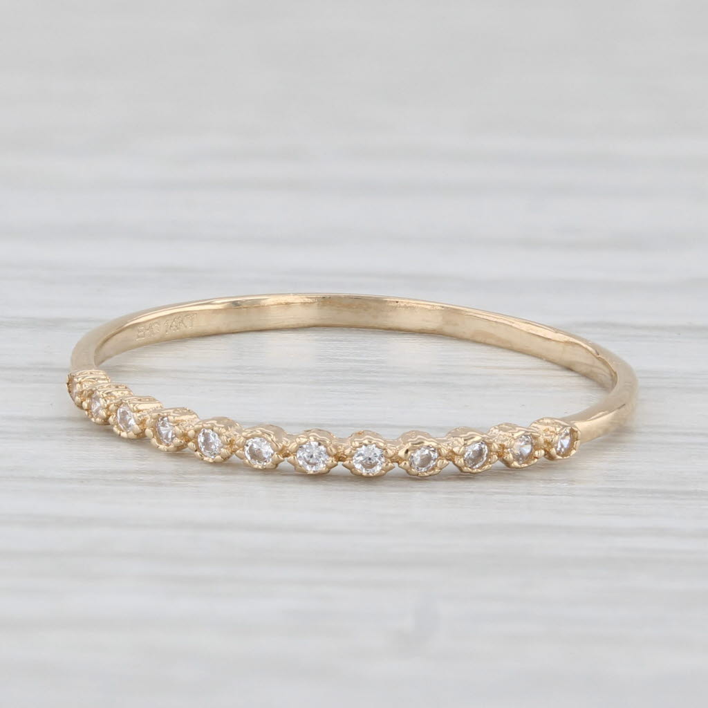 Light Gray Cubic Zirconia Stackable Ring 14k Yellow Gold Size 6 Wedding Band