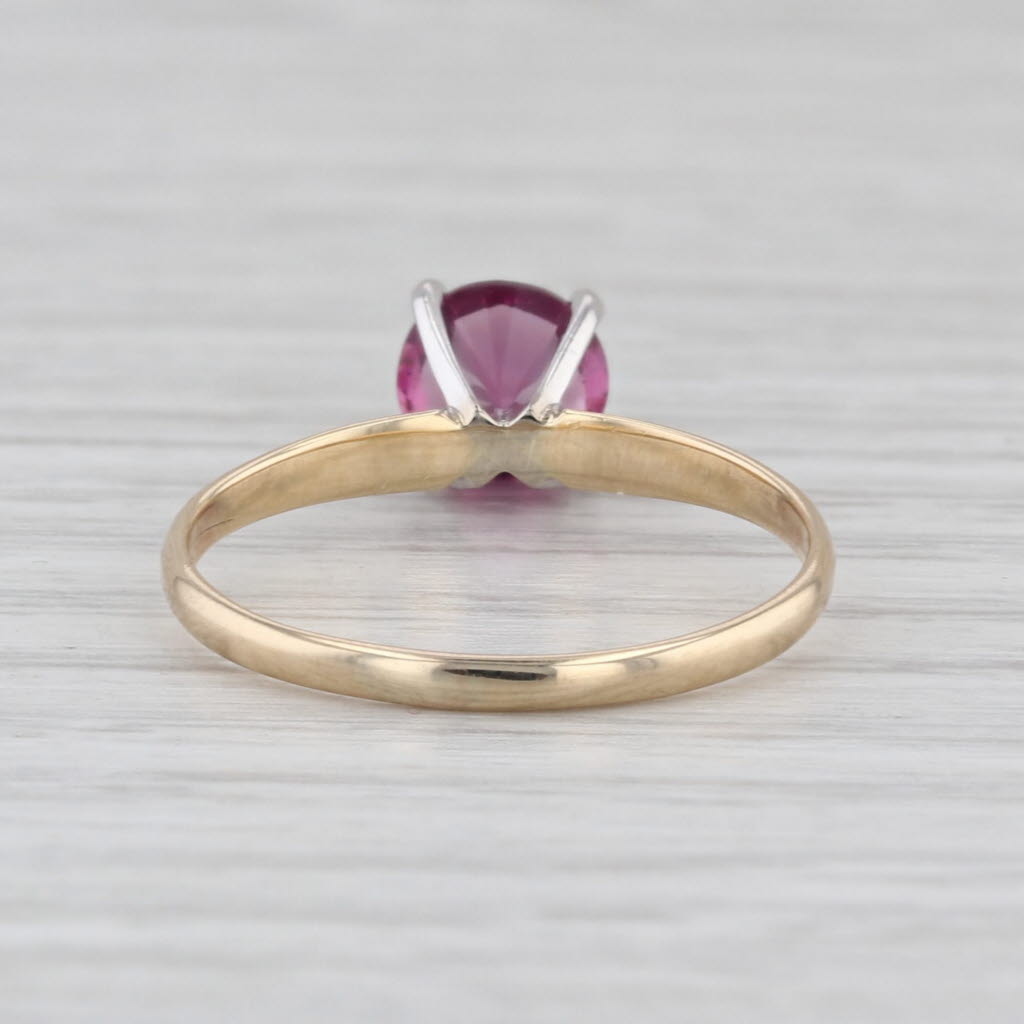 1.10ct Pinkish Purple Rhodolite Garnet Solitaire Ring 14k Yellow Gold Size 8