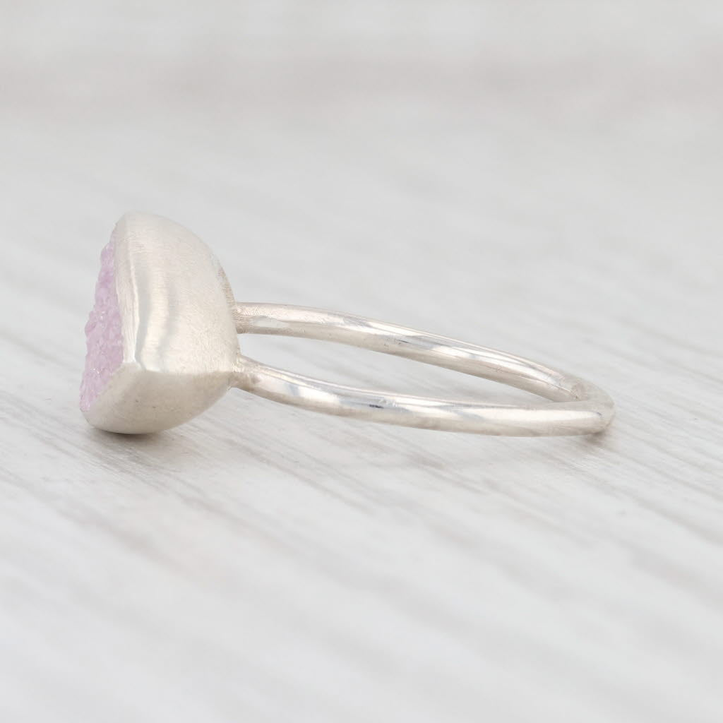 New Nina Wynn Ring Druzy Pink White Quartz Size 7 Sterling Silver Statement