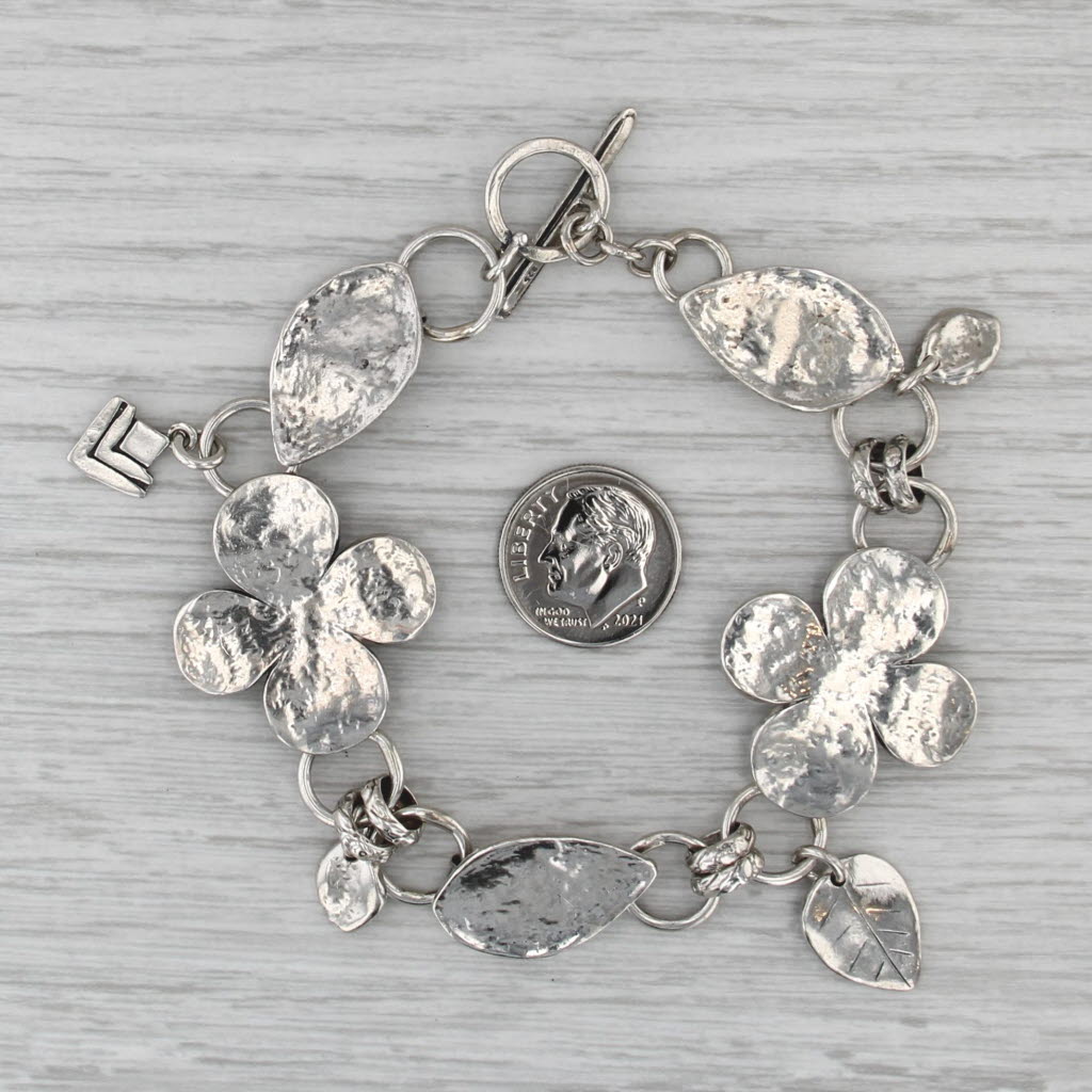 Silpada Lady Luck B1705 Bracelet Shamrock Leaf Sterling Silver 8" Statement