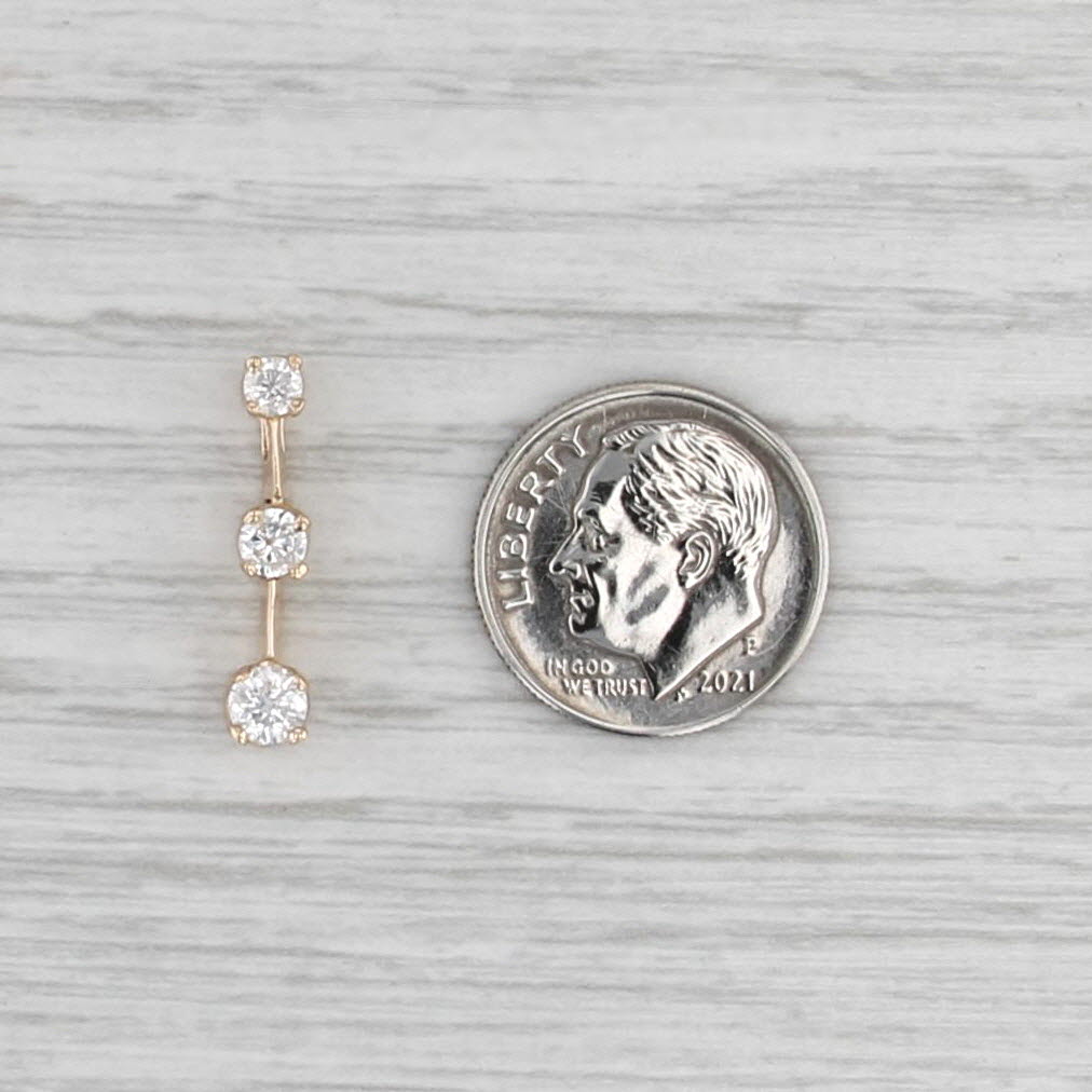 0.42ctw Graduated Diamond 3-Stone Journey Pendant 14k Yellow Gold Floating Drop