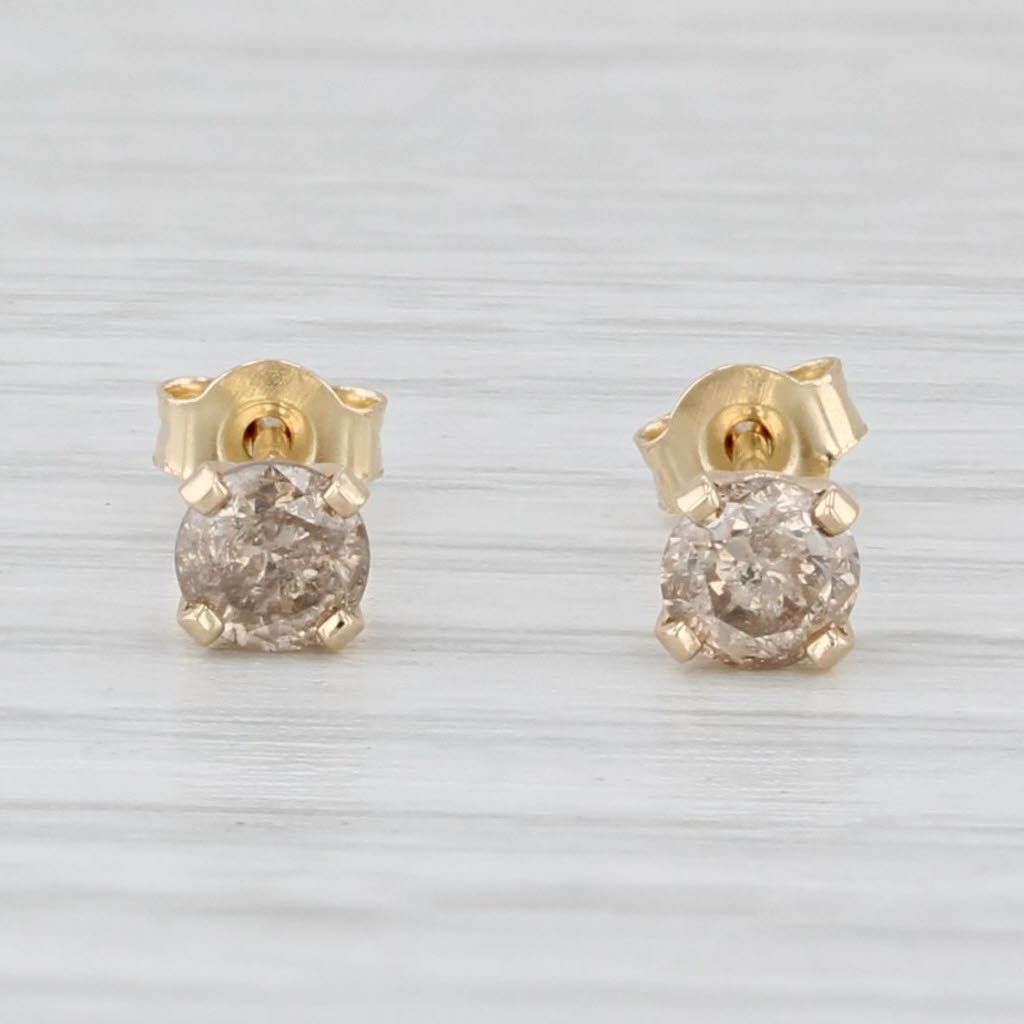 Light Gray 0.33ctw Round Diamond Solitaire Stud Earrings 14k Yellow Gold