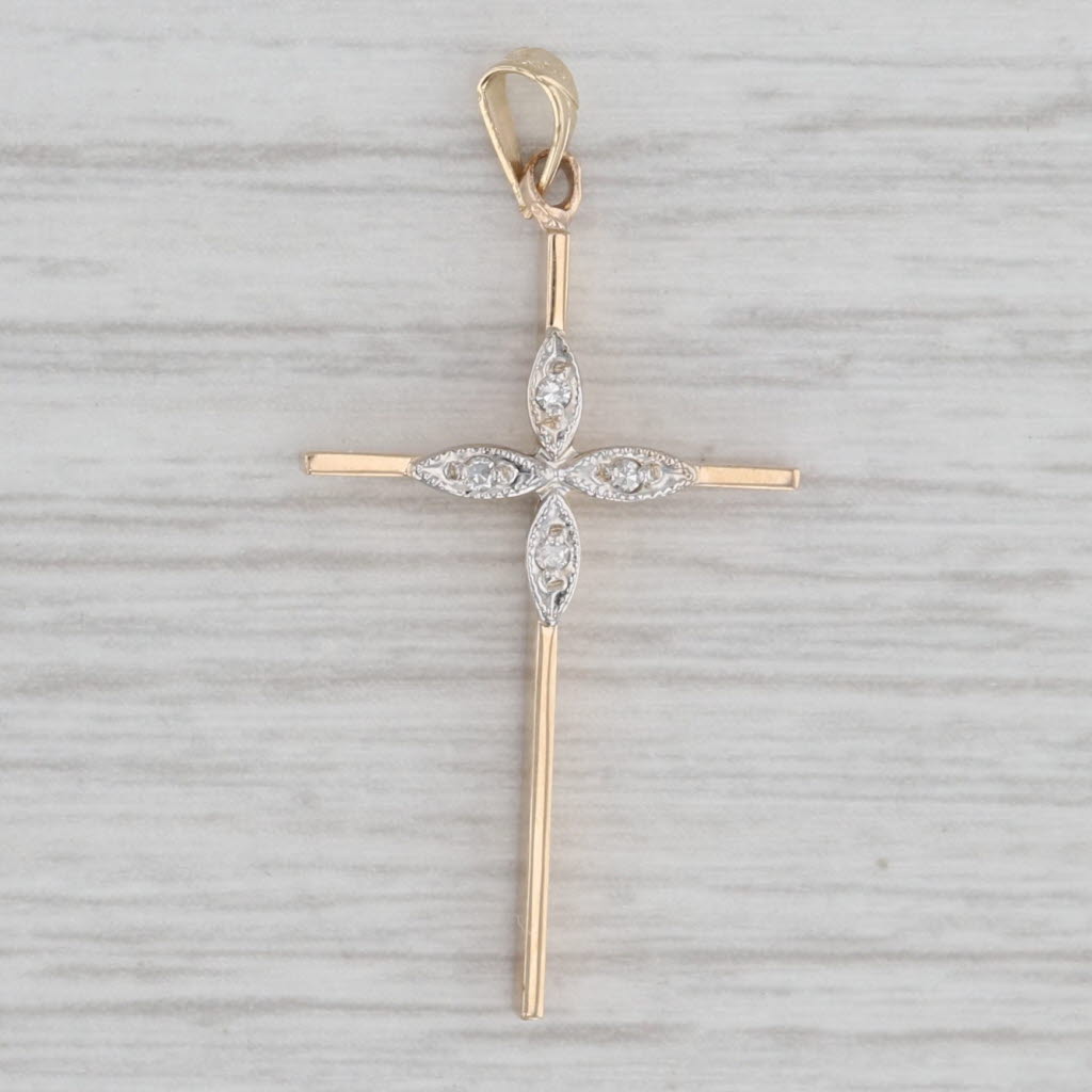 Gray Diamond Accented Cross Pendant 14k White Yellow Gold