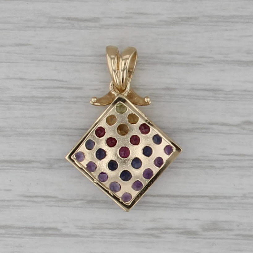 1.67ctw Gemstone Pendant 14k Yellow Gold Peridot Citrine Garnet Iolite Amethyst