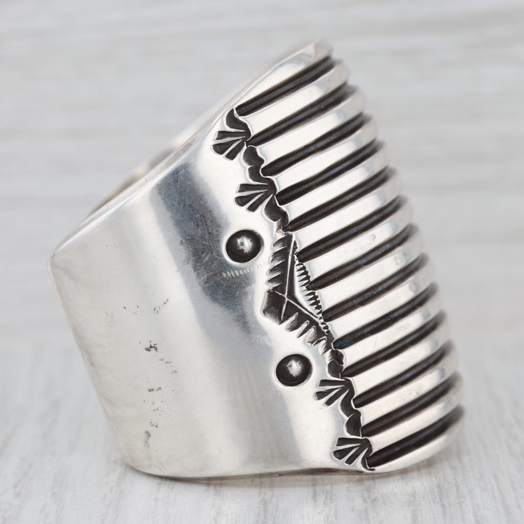 Elvira Bill Large Statement Cuff Bracelet Sterling Silver Navajo Native American