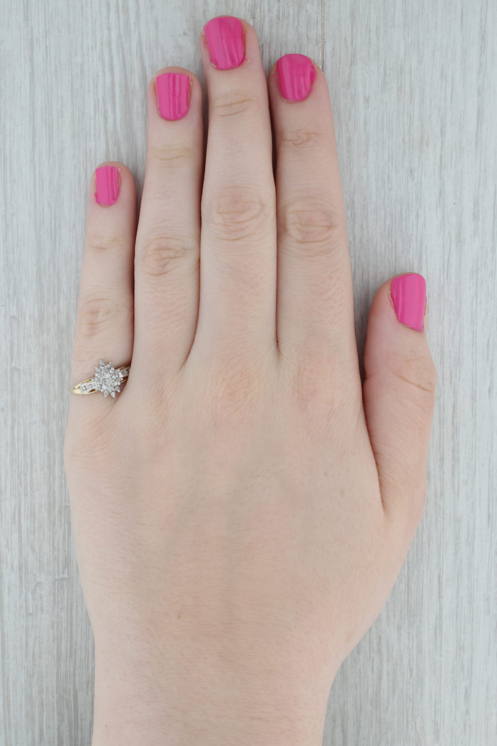 Gray 0.20ctw Diamond Cluster Engagement Ring 10k Yellow Gold Size 7