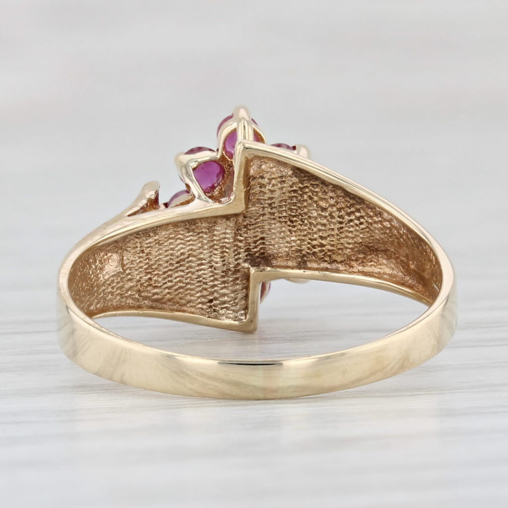 Light Gray 0.55ctw Ruby Ring 10k Yellow Gold Size 8.5 Diamond Accents Bypass Cathedral