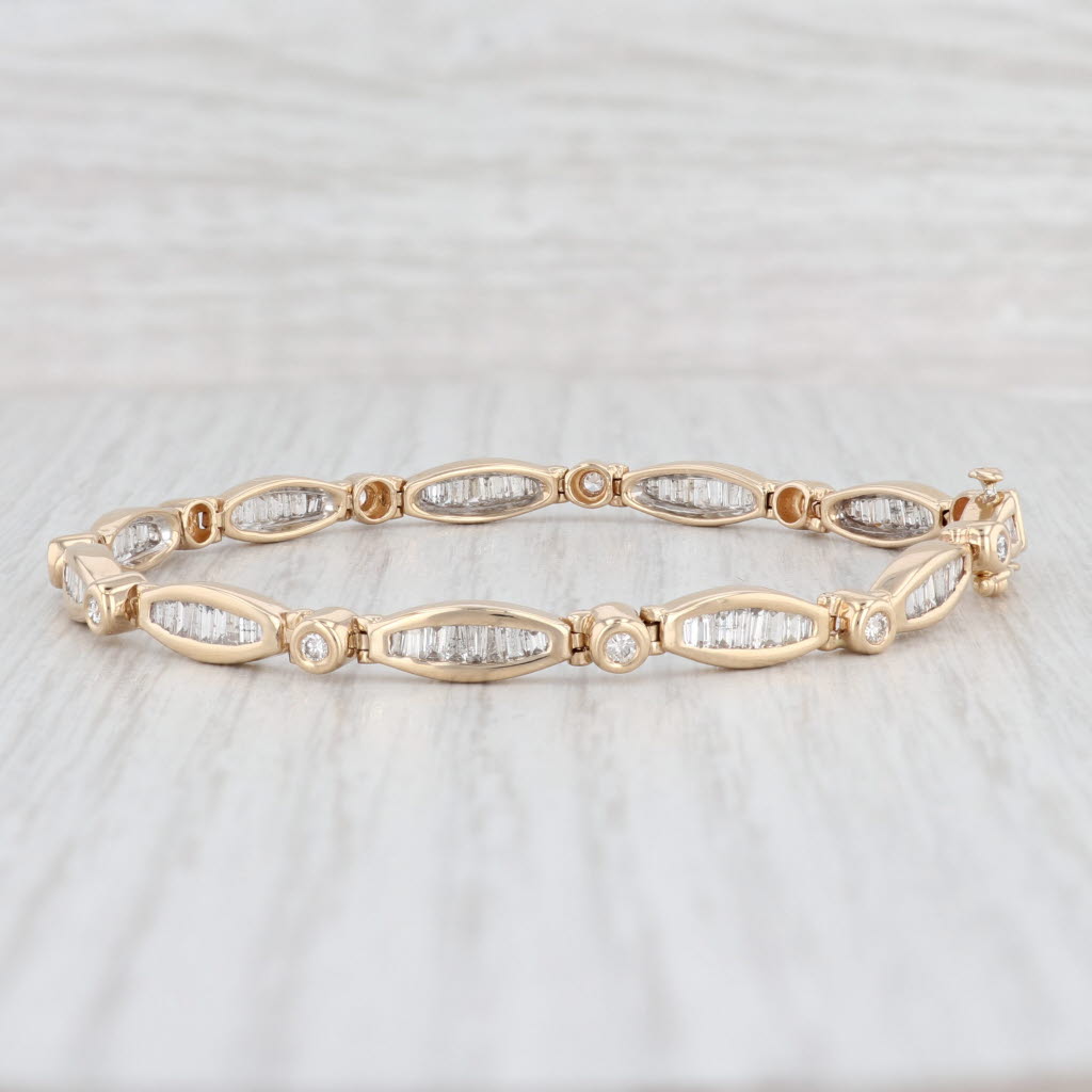 Light Gray 2ctw Diamond Tennis Bracelet 14k Yellow Gold 7" 4.7mm