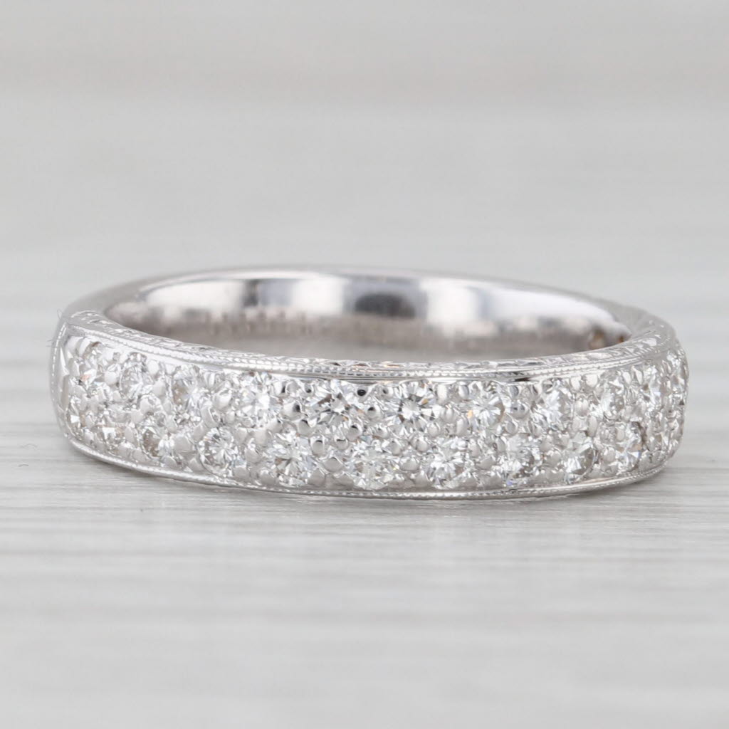 Light Gray 0.56ctw Diamond Wedding Anniversary Ring 18k White Gold Size 6 Band