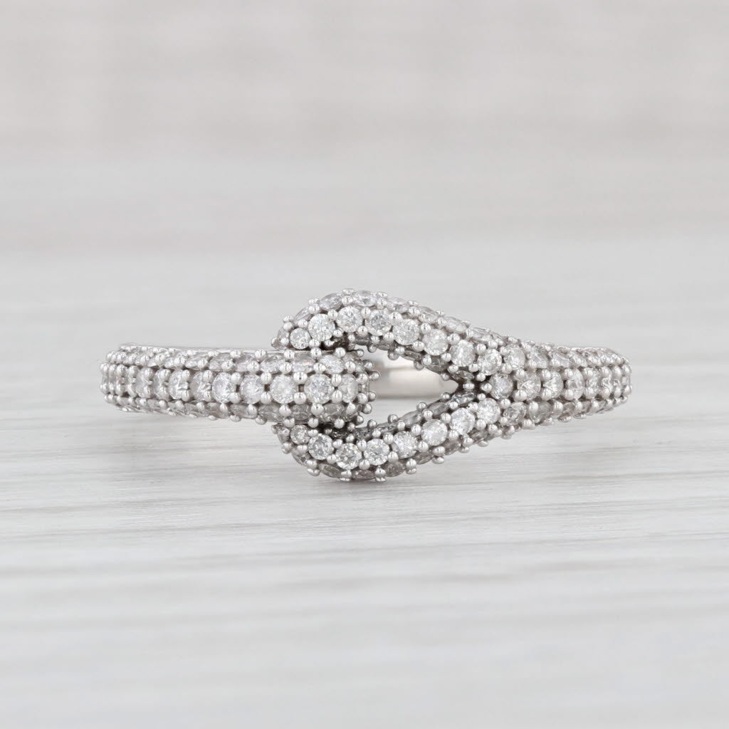 Light Gray 0.40ctw Pave Diamond Knot Ring 10k White Gold Size 8