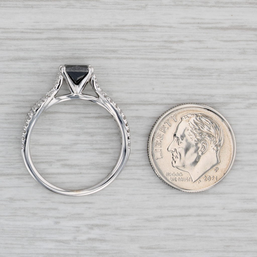 Gray 1.65ctw Black White Princess Diamond Ring 14k White Gold Sz 8 Engagement Gabriel