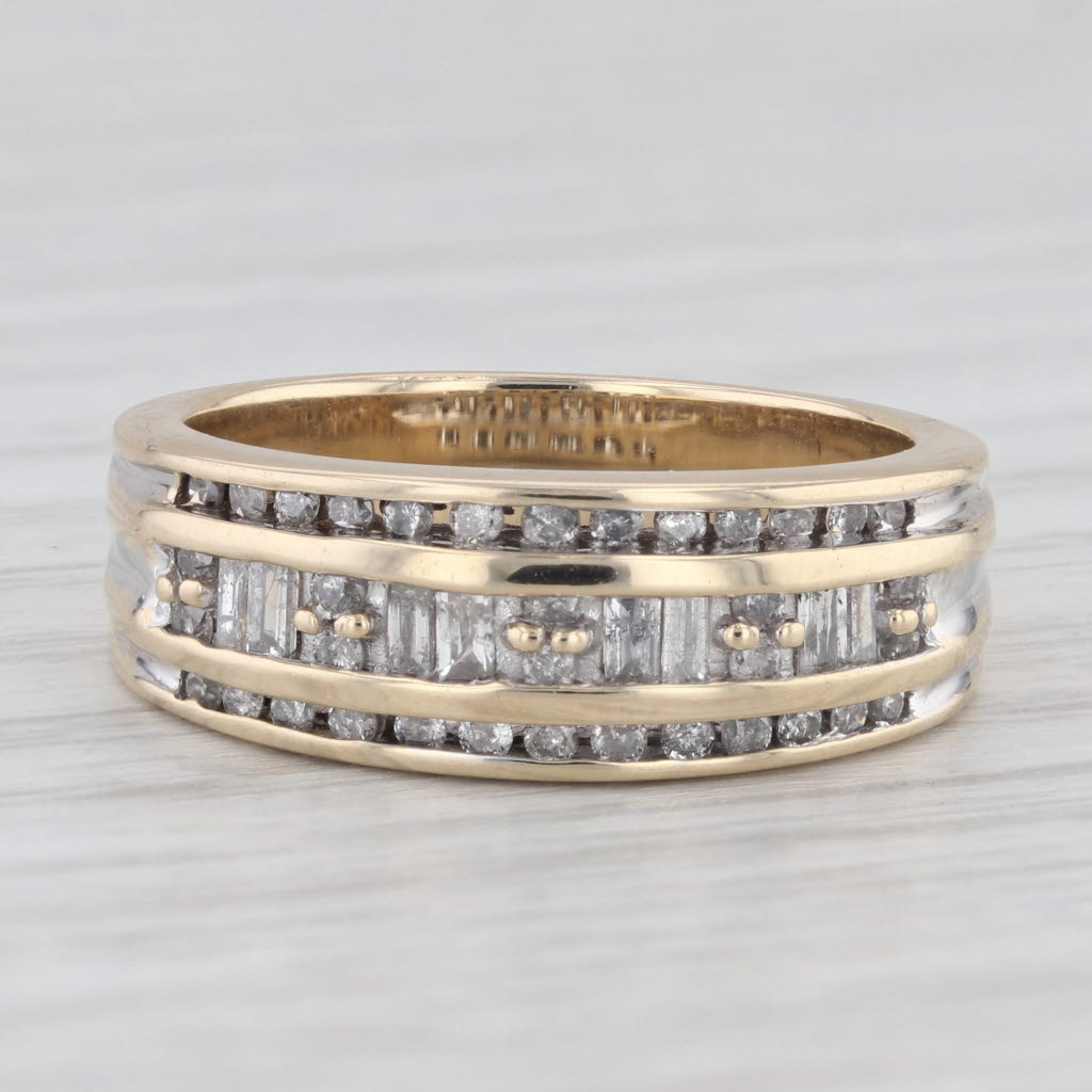 Light Gray 0.65ctw Diamond Wedding Band 10k Yellow Gold Size 7 Anniversary Ring