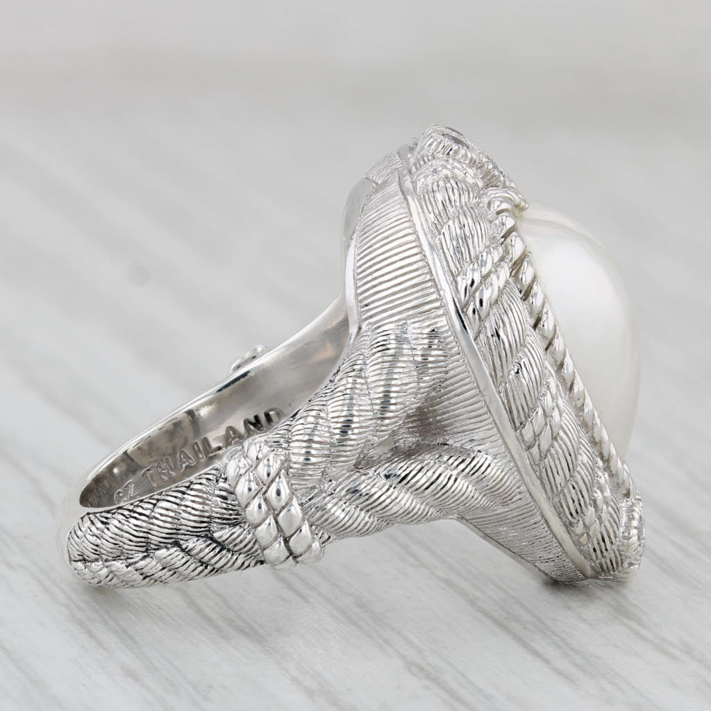 Gray Judith Ripka Faux Pearl Heart Ring Sterling Silver Cubic Zirconia Sz 7 Statement