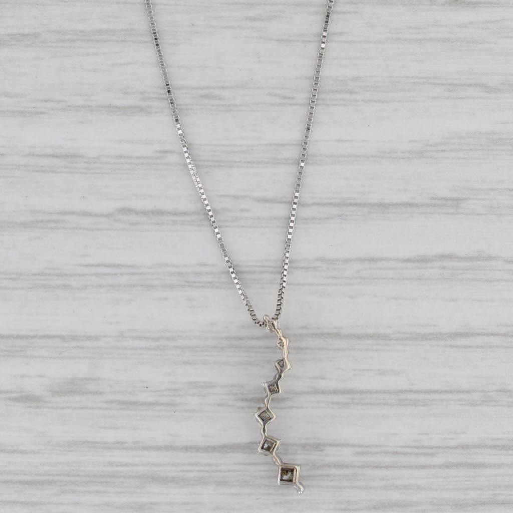 Gray 0.23ctw Diamond Journey Pendant Necklace 14k White Gold 16" Box Chain