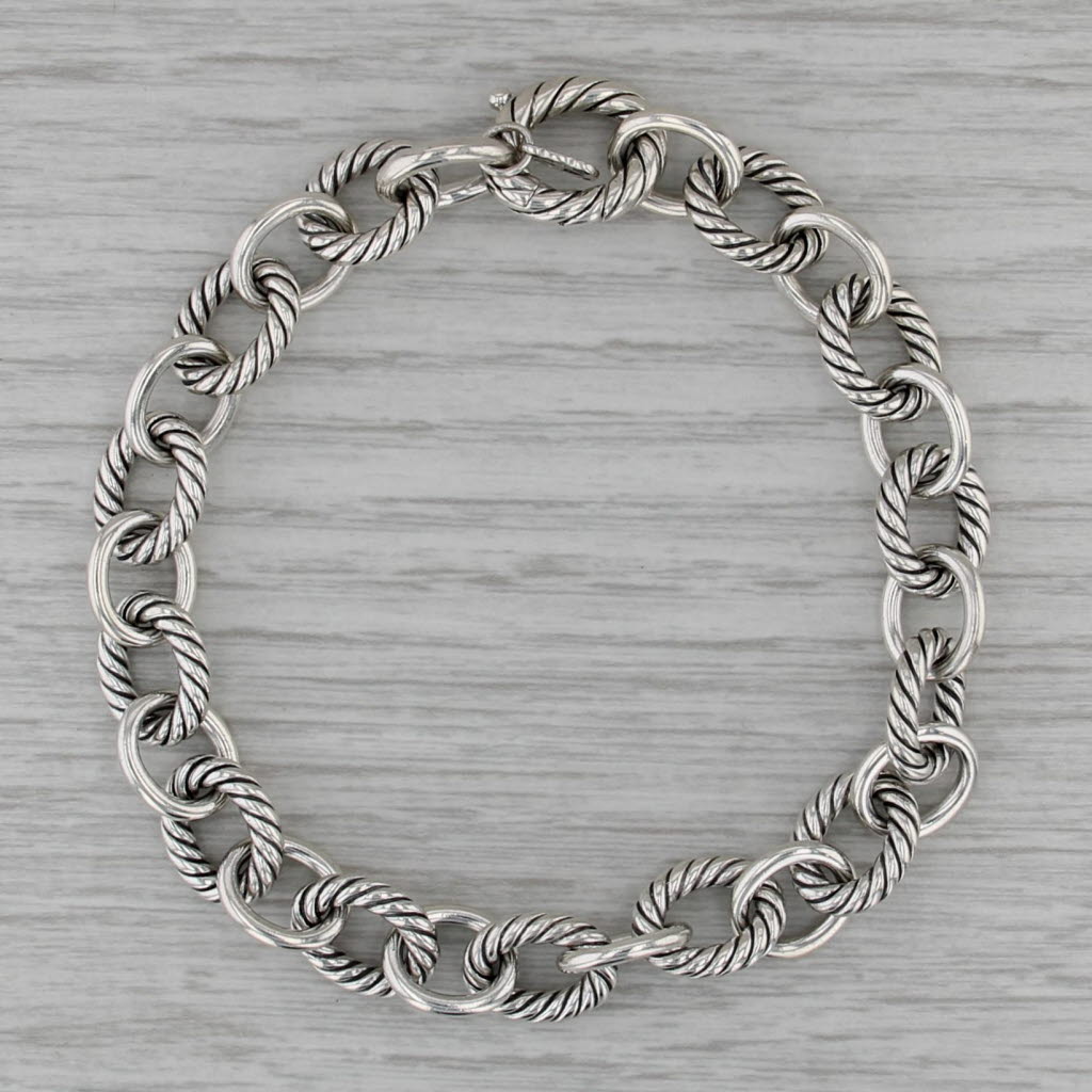 David Yurman Oval Link Cable Chain Bracelet Sterling Silver 8" 10.3mm