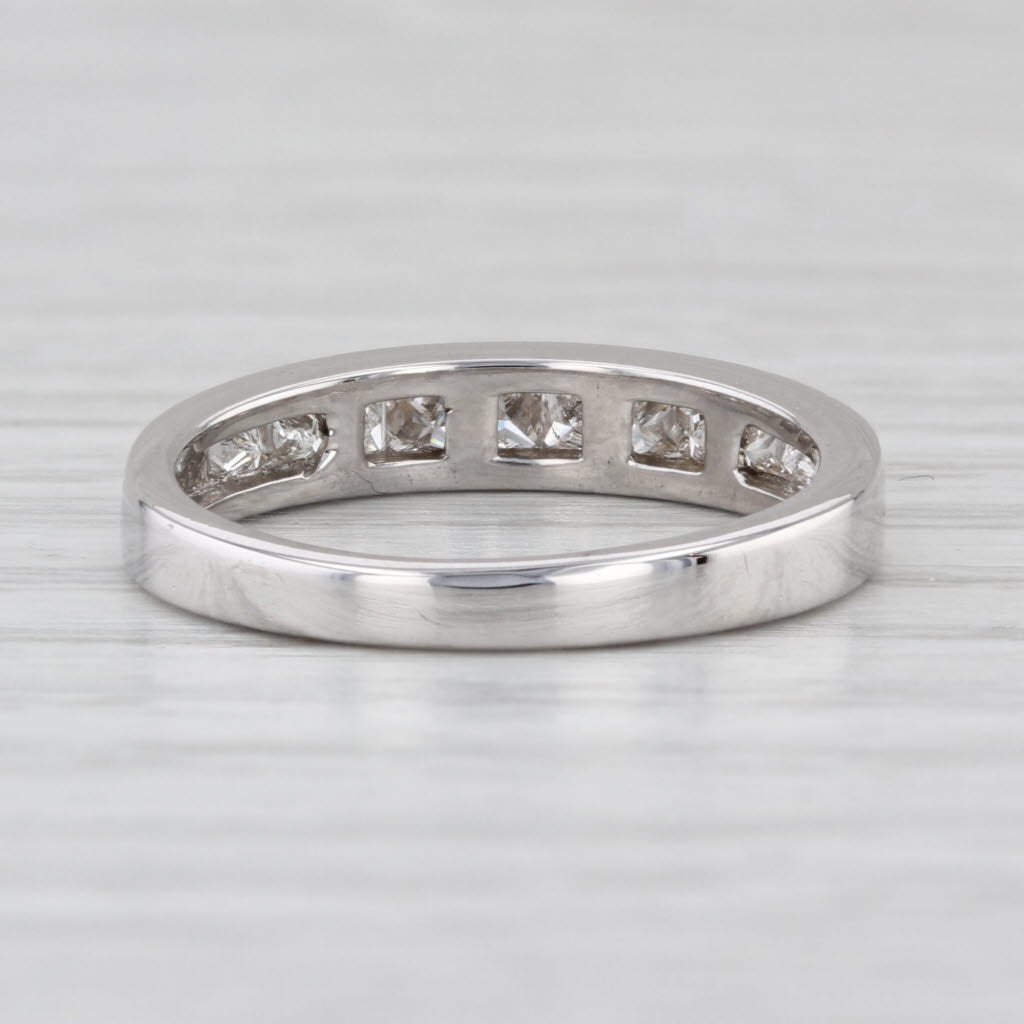 0.53ctw Diamond Princess Channel Set Wedding Band 14k White Gold Size 6 Ring