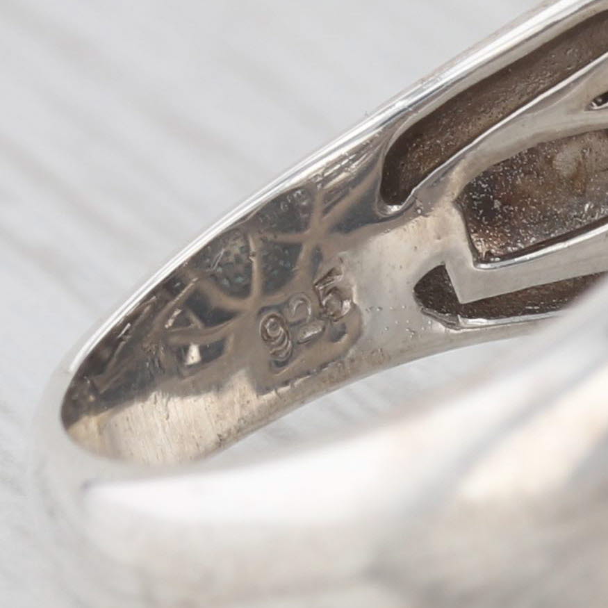 Light Gray 0.71 ctw Blue Diamond Cluster Sterling Silver Size 7 Ring Cocktail