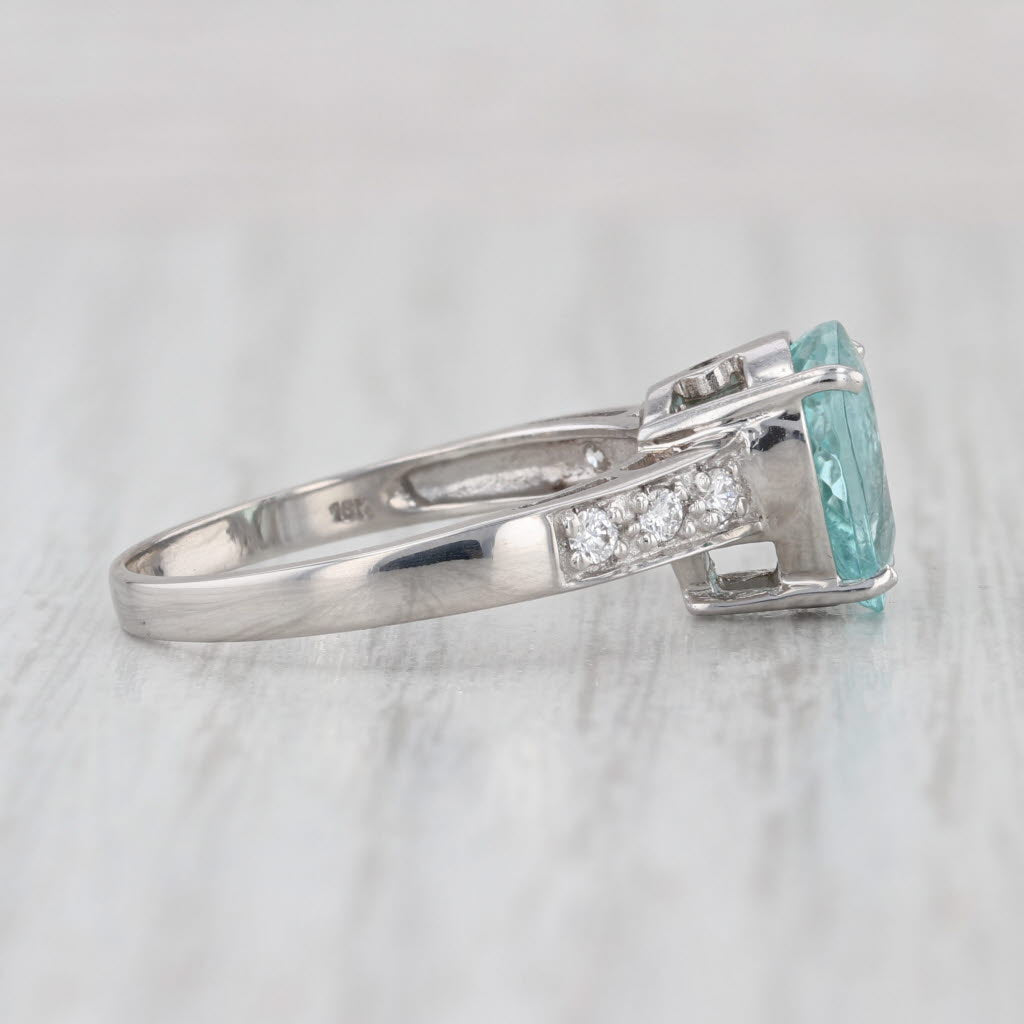 1.95ctw Pear ParaibaTourmaline Diamond Ring 18k White Gold Size 7.75 GIA