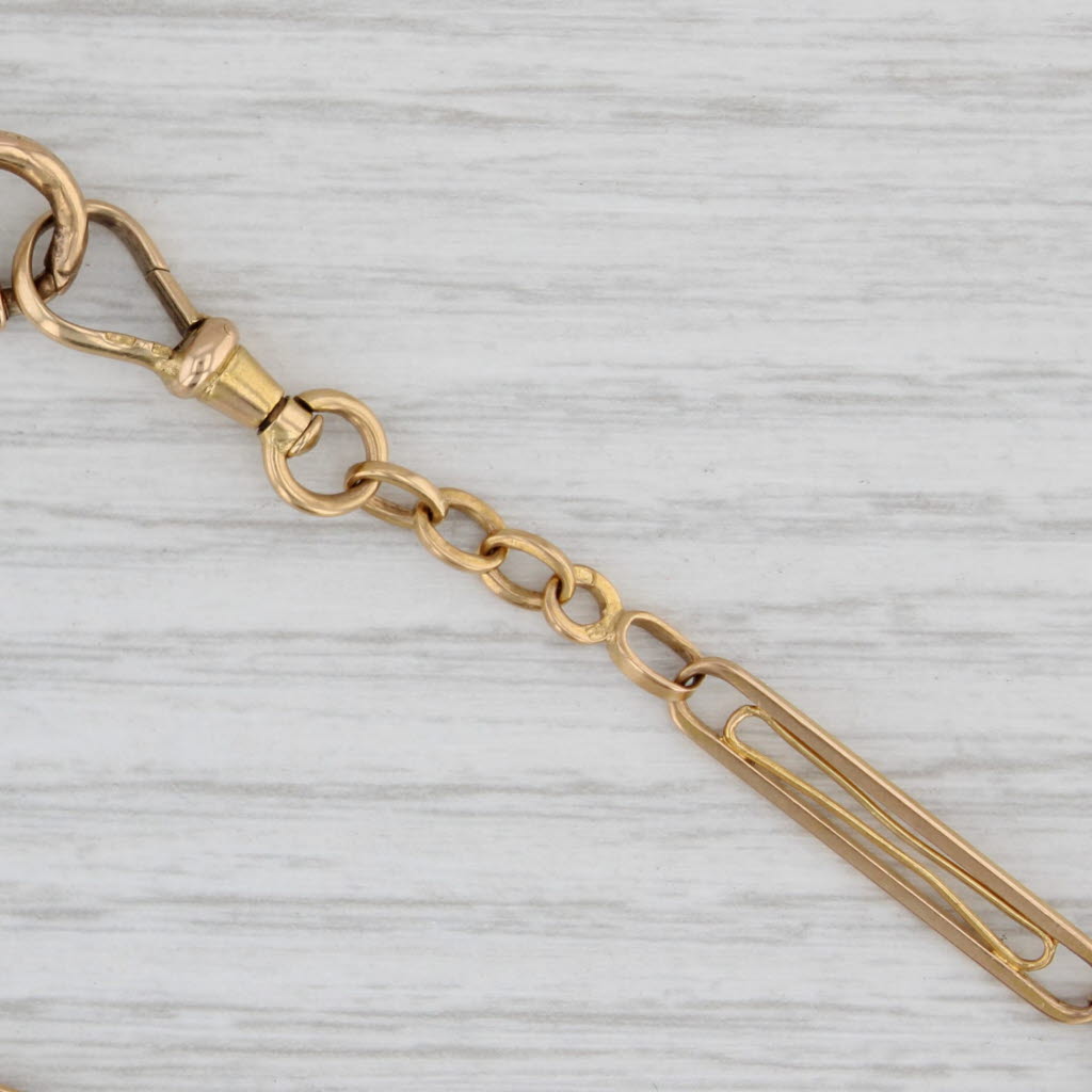 Light Gray Antique Trombone Oval Link Watch Chain 20k Yellow Gold 11": 4.7mm
