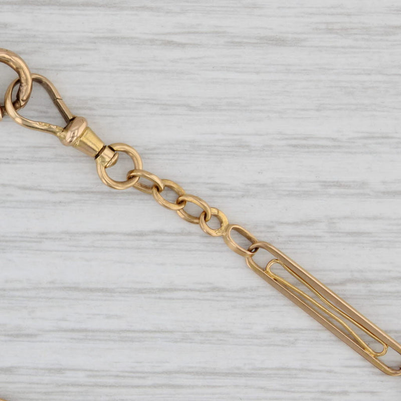 Light Gray Antique Trombone Oval Link Watch Chain 20k Yellow Gold 11": 4.7mm