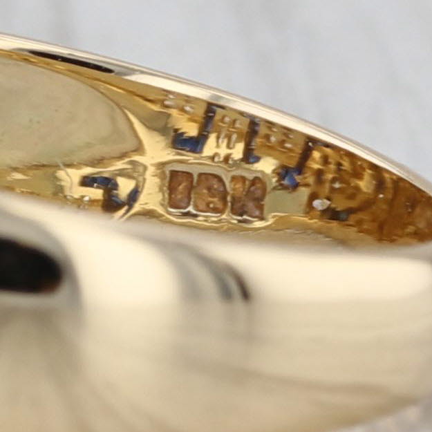 Vintage 0.40ctw Blue Sapphire Diamond Greek Key Ring 18k Yellow Gold Size 7-7.25