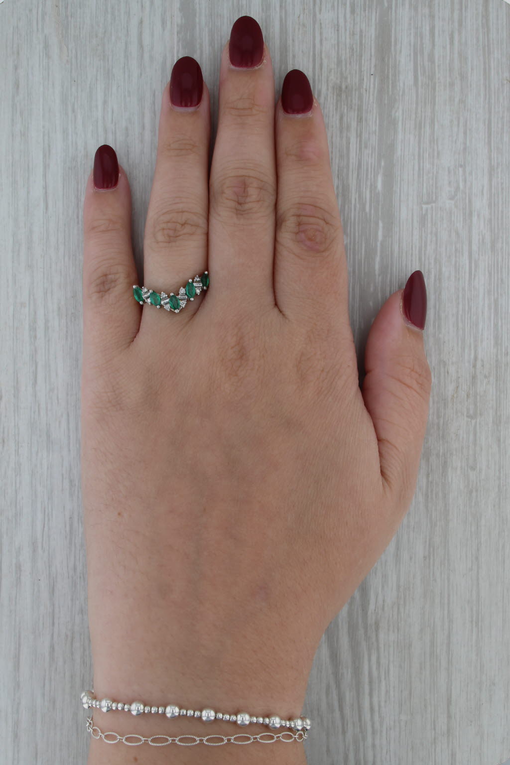 0.77ctw Emerald Diamond V Enhancer Ring 14k Yellow Gold Stackable Wedding Band