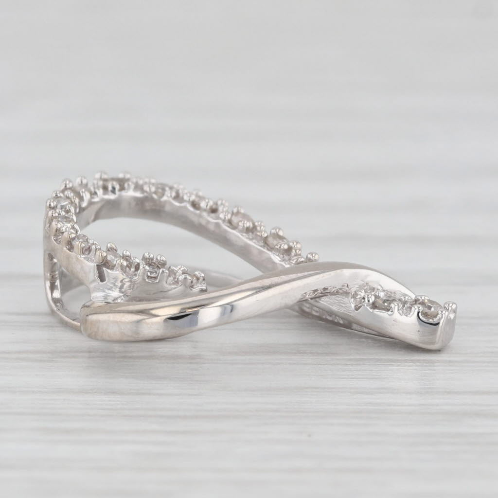 Light Gray Diamond Open Heart Pendant 10k White Gold Floating Drop