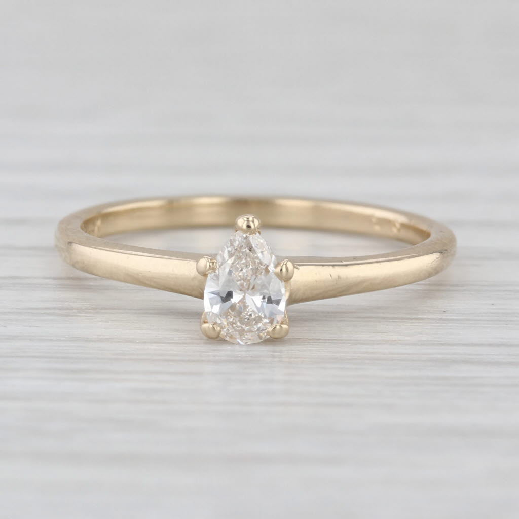 0.24ct VS2 Pear Brilliant Solitaire Engagement Ring 14k Yellow Gold Size 6.25